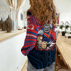 Custom Newcastle Knight Women Casual Shirt Knight Warrior Polynesia Islander Rugby Mascot