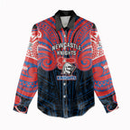 Custom Newcastle Knight Women Casual Shirt Knight Warrior Polynesia Islander Rugby Mascot