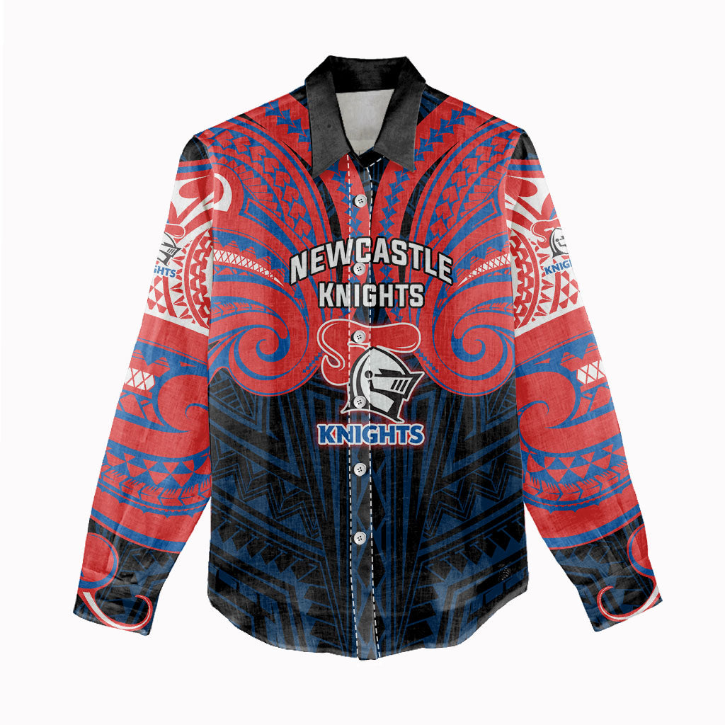 Custom Newcastle Knight Women Casual Shirt Knight Warrior Polynesia Islander Rugby Mascot