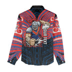 Custom Newcastle Knight Women Casual Shirt Knight Warrior Polynesia Islander Rugby Mascot