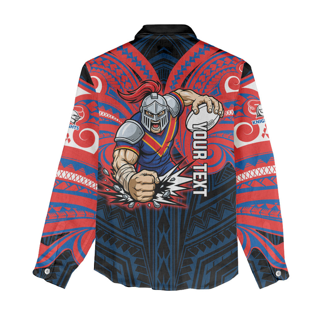 Custom Newcastle Knight Women Casual Shirt Knight Warrior Polynesia Islander Rugby Mascot