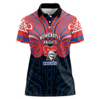 Custom Newcastle Knight Women Polo Shirt Knight Warrior Polynesia Islander Rugby Mascot