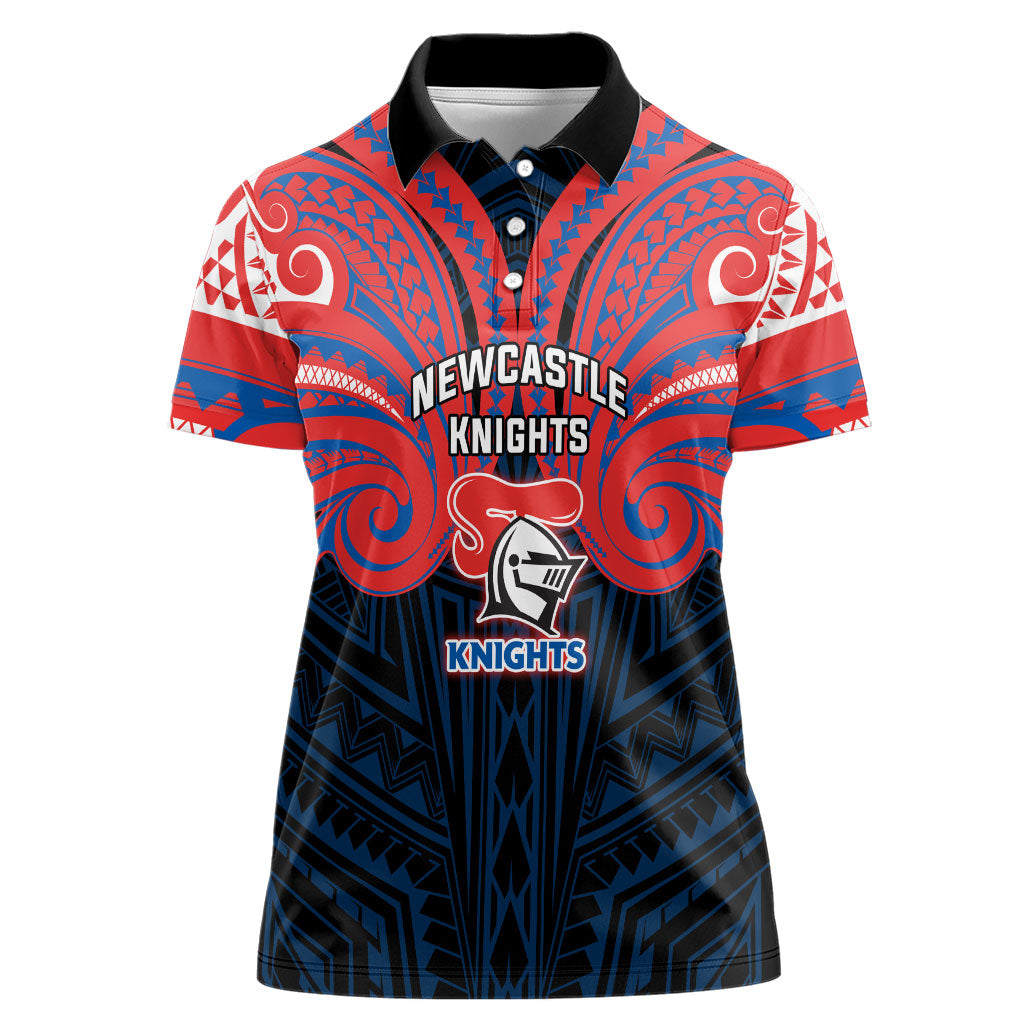 Custom Newcastle Knight Women Polo Shirt Knight Warrior Polynesia Islander Rugby Mascot