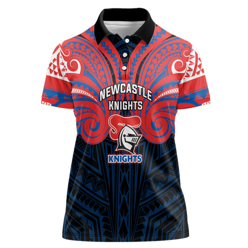Custom Newcastle Knight Women Polo Shirt Knight Warrior Polynesia Islander Rugby Mascot