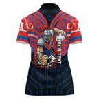 Custom Newcastle Knight Women Polo Shirt Knight Warrior Polynesia Islander Rugby Mascot