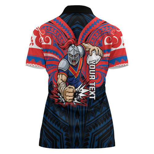 Custom Newcastle Knight Women Polo Shirt Knight Warrior Polynesia Islander Rugby Mascot
