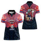 Custom Newcastle Knight Women Polo Shirt Knight Warrior Polynesia Islander Rugby Mascot