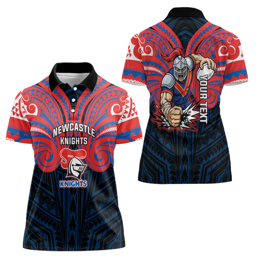 Custom Newcastle Knight Women Polo Shirt Knight Warrior Polynesia Islander Rugby Mascot