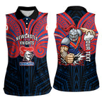 Custom Newcastle Knight Women Sleeveless Polo Shirt Knight Warrior Polynesia Islander Rugby Mascot