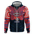 Custom Newcastle Knight Zip Hoodie Knight Warrior Polynesia Islander Rugby Mascot