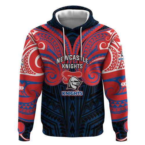 Custom Newcastle Knight Zip Hoodie Knight Warrior Polynesia Islander Rugby Mascot