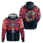 Custom Newcastle Knight Zip Hoodie Knight Warrior Polynesia Islander Rugby Mascot