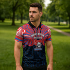 Custom Newcastle Knight Zipper Polo Shirt Knight Warrior Polynesia Islander Rugby Mascot