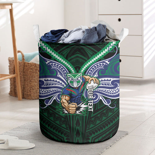 Custom New Zealand Warriors Laundry Basket Maori Warrior Polynesia Islander Rugby Mascot