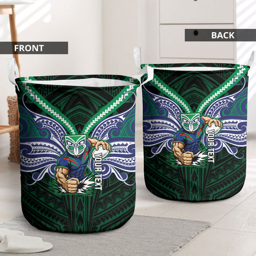 Custom New Zealand Warriors Laundry Basket Maori Warrior Polynesia Islander Rugby Mascot
