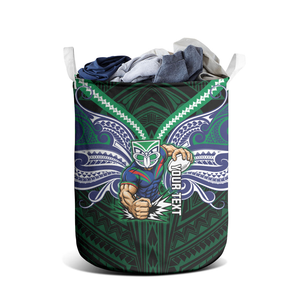 Custom New Zealand Warriors Laundry Basket Maori Warrior Polynesia Islander Rugby Mascot