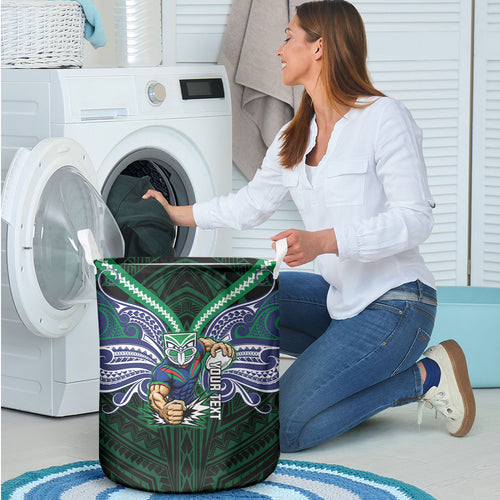 Custom New Zealand Warriors Laundry Basket Maori Warrior Polynesia Islander Rugby Mascot