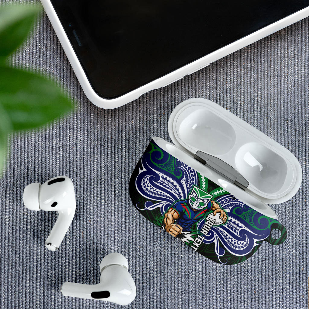 Custom New Zealand Warriors AirPods Case Maori Warrior Polynesia Islander Rugby Mascot
