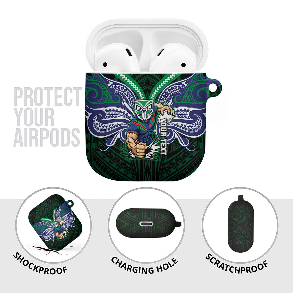 Custom New Zealand Warriors AirPods Case Maori Warrior Polynesia Islander Rugby Mascot