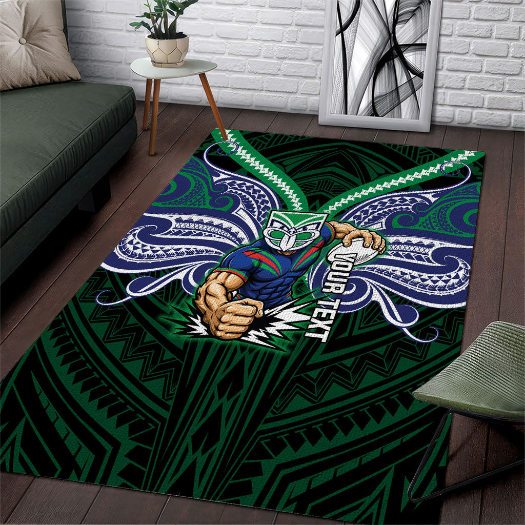 Custom New Zealand Warriors Area Rug Maori Warrior Polynesia Islander Rugby Mascot