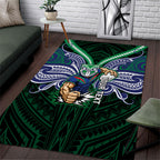 Custom New Zealand Warriors Area Rug Maori Warrior Polynesia Islander Rugby Mascot