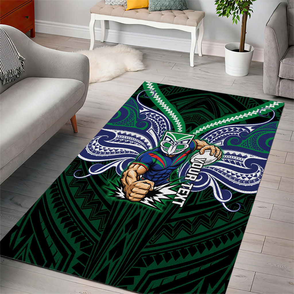 Custom New Zealand Warriors Area Rug Maori Warrior Polynesia Islander Rugby Mascot