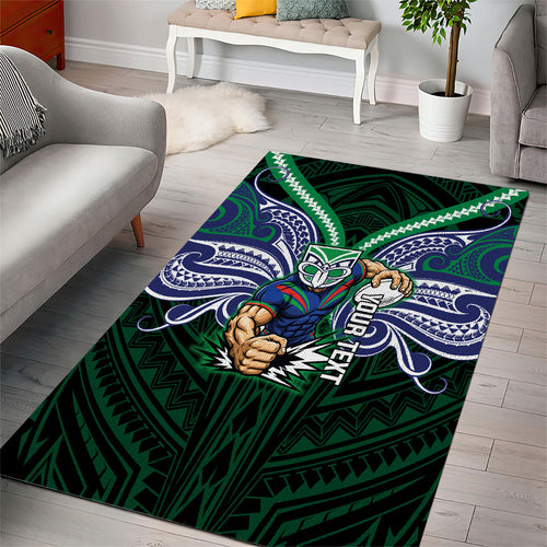 Custom New Zealand Warriors Area Rug Maori Warrior Polynesia Islander Rugby Mascot