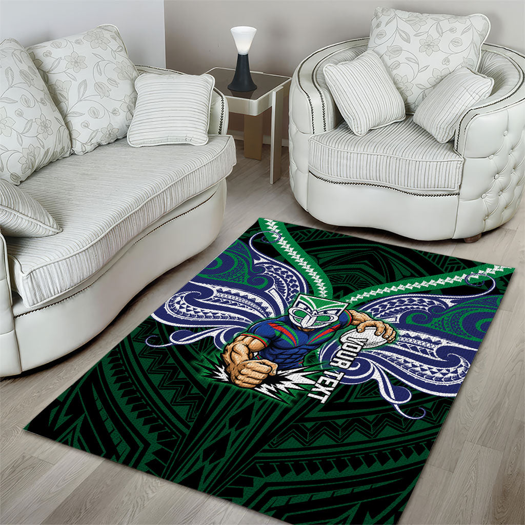 Custom New Zealand Warriors Area Rug Maori Warrior Polynesia Islander Rugby Mascot