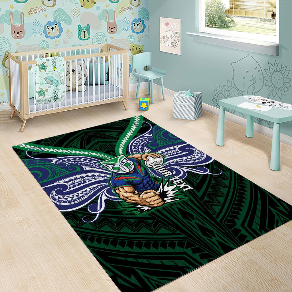 Custom New Zealand Warriors Area Rug Maori Warrior Polynesia Islander Rugby Mascot