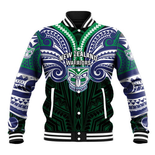 Custom New Zealand Warriors Baseball Jacket Maori Warrior Polynesia Islander Rugby Mascot