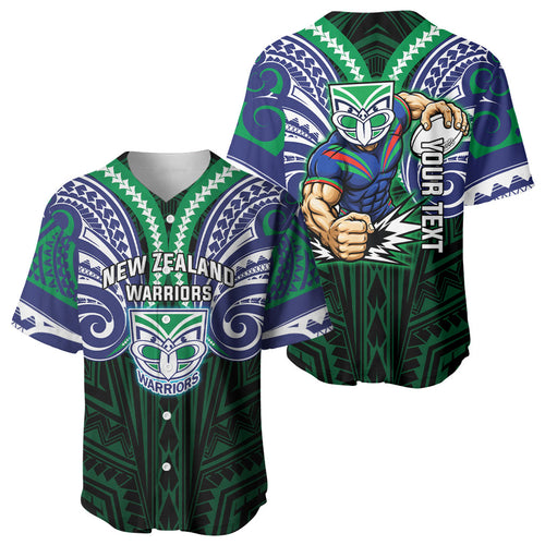 Custom New Zealand Warriors Baseball Jersey Maori Warrior Polynesia Islander Rugby Mascot
