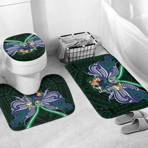 Custom New Zealand Warriors Bathroom Set Maori Warrior Polynesia Islander Rugby Mascot