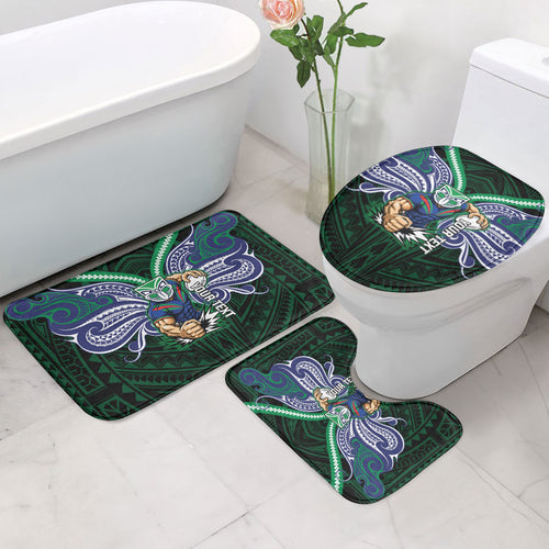Custom New Zealand Warriors Bathroom Set Maori Warrior Polynesia Islander Rugby Mascot