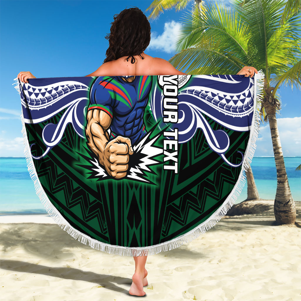 Custom New Zealand Warriors Beach Blanket Maori Warrior Polynesia Islander Rugby Mascot