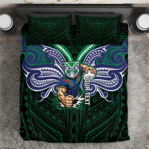 Custom New Zealand Warriors Bedding Set Maori Warrior Polynesia Islander Rugby Mascot