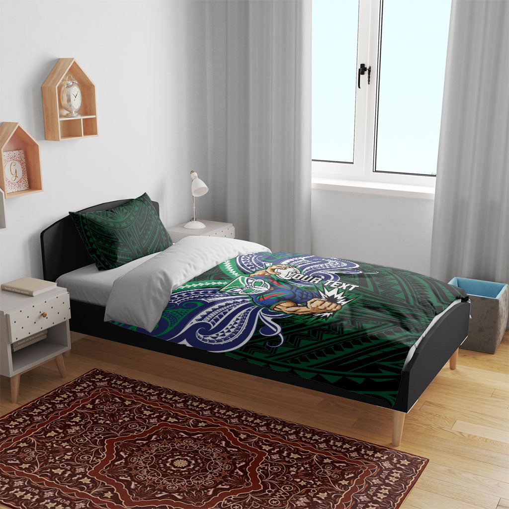 Custom New Zealand Warriors Bedding Set Maori Warrior Polynesia Islander Rugby Mascot
