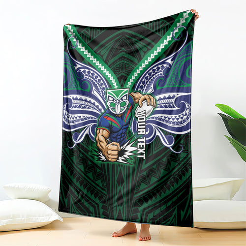 Custom New Zealand Warriors Blanket Maori Warrior Polynesia Islander Rugby Mascot