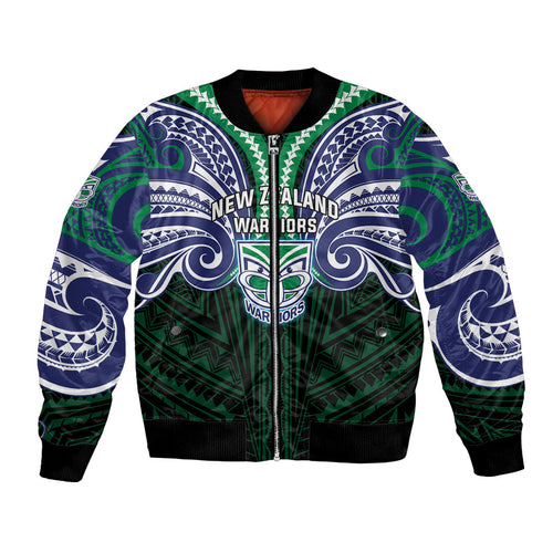 Custom New Zealand Warriors Bomber Jacket Maori Warrior Polynesia Islander Rugby Mascot