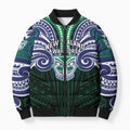 Custom New Zealand Warriors Bomber Puffer Jacket Maori Warrior Polynesia Islander Rugby Mascot