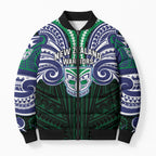 Custom New Zealand Warriors Bomber Puffer Jacket Maori Warrior Polynesia Islander Rugby Mascot