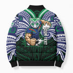 Custom New Zealand Warriors Bomber Puffer Jacket Maori Warrior Polynesia Islander Rugby Mascot