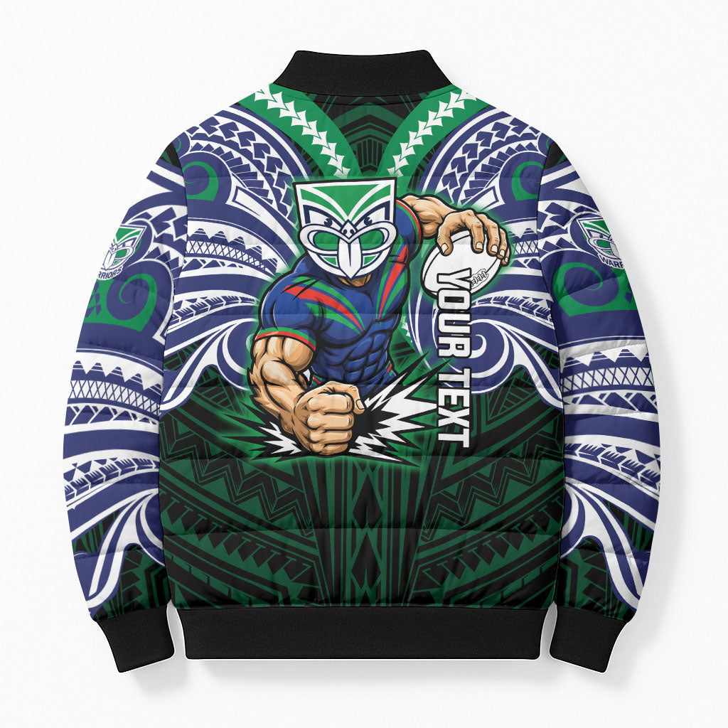 Custom New Zealand Warriors Bomber Puffer Jacket Maori Warrior Polynesia Islander Rugby Mascot