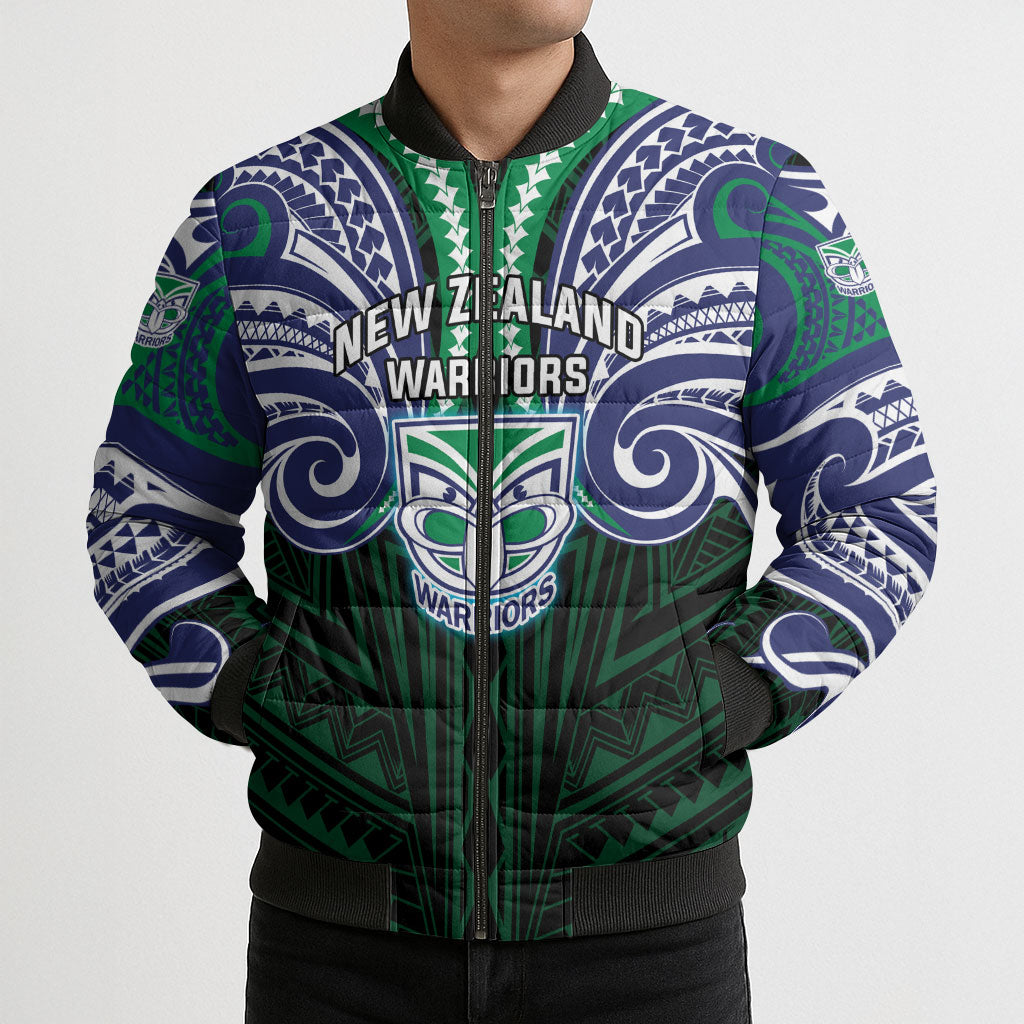 Custom New Zealand Warriors Bomber Puffer Jacket Maori Warrior Polynesia Islander Rugby Mascot