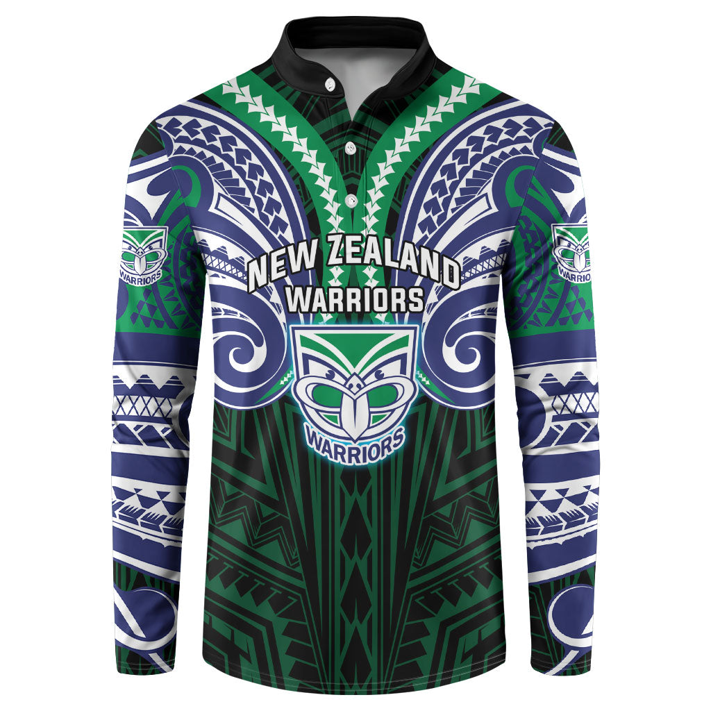 Custom New Zealand Warriors Button Sweatshirt Maori Warrior Polynesia Islander Rugby Mascot