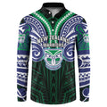 Custom New Zealand Warriors Button Sweatshirt Maori Warrior Polynesia Islander Rugby Mascot