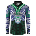 Custom New Zealand Warriors Button Sweatshirt Maori Warrior Polynesia Islander Rugby Mascot
