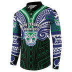 Custom New Zealand Warriors Button Sweatshirt Maori Warrior Polynesia Islander Rugby Mascot