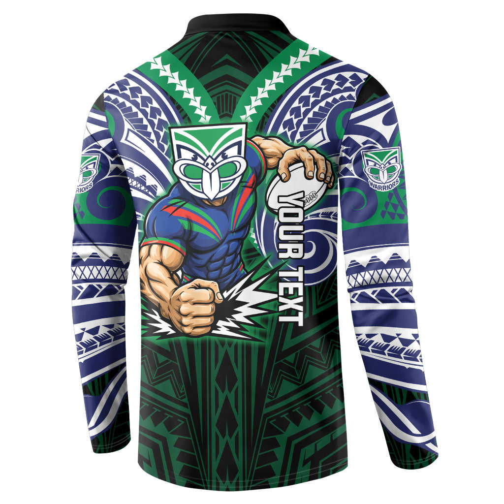 Custom New Zealand Warriors Button Sweatshirt Maori Warrior Polynesia Islander Rugby Mascot