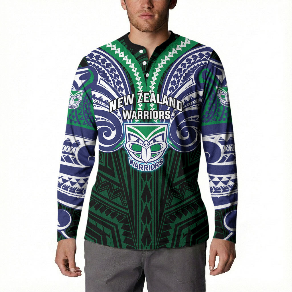 Custom New Zealand Warriors Button Sweatshirt Maori Warrior Polynesia Islander Rugby Mascot