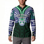 Custom New Zealand Warriors Button Sweatshirt Maori Warrior Polynesia Islander Rugby Mascot